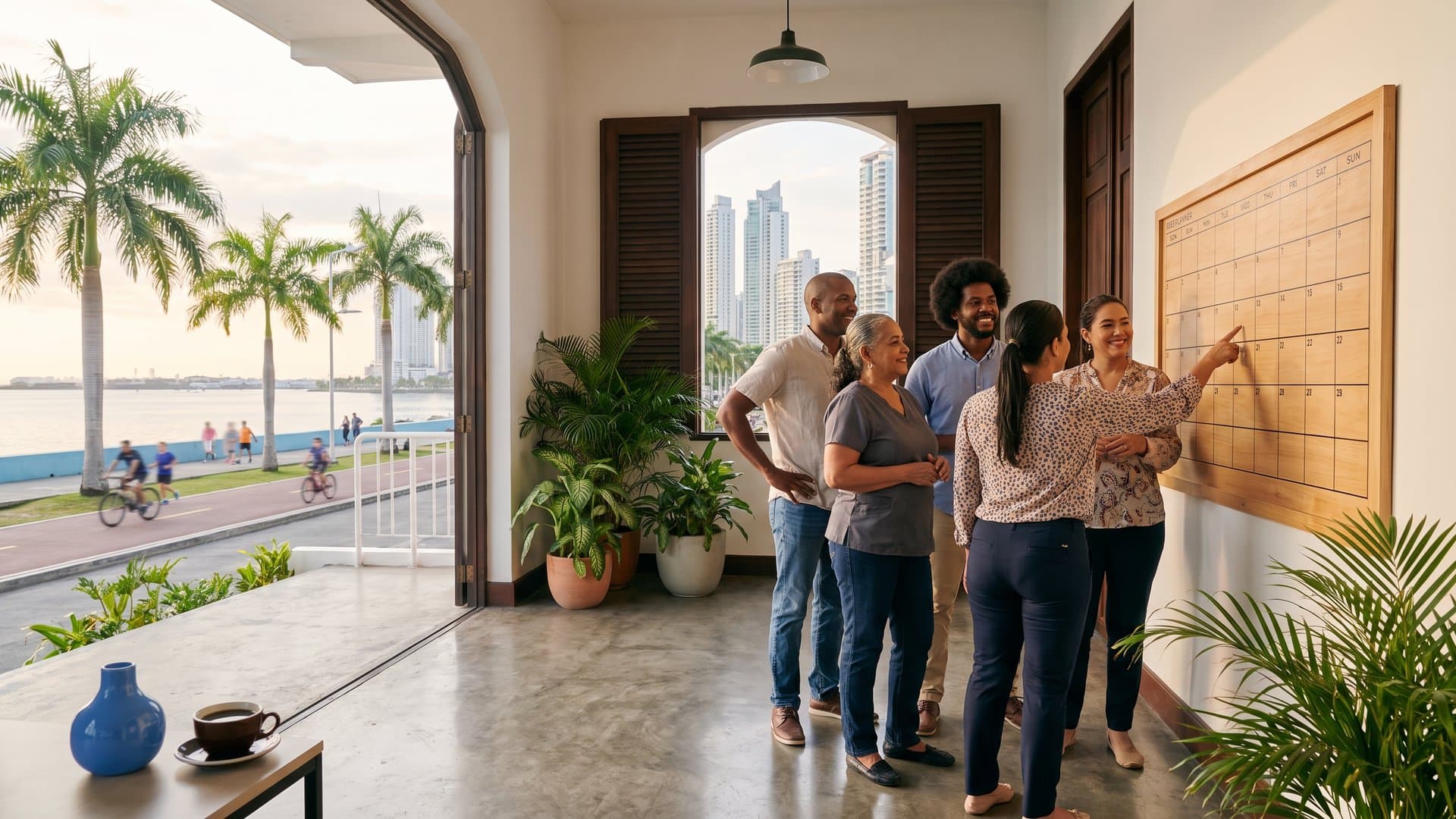 Equipo de un grupo de clínicas dentales en una sala de reuniones luminosa